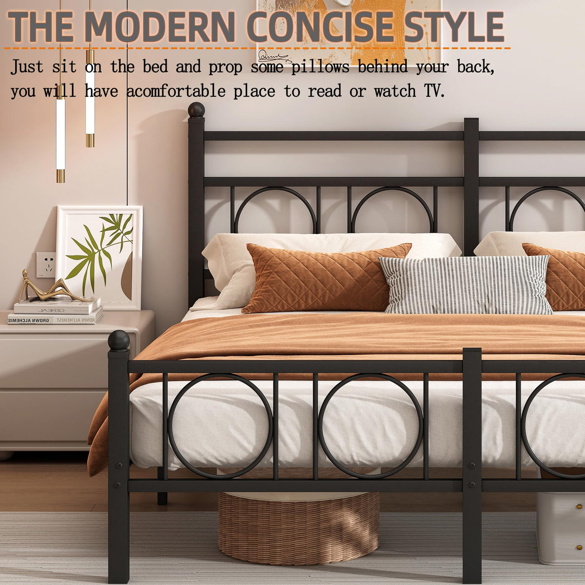 Black Full Bed Frame with Headboard J68503