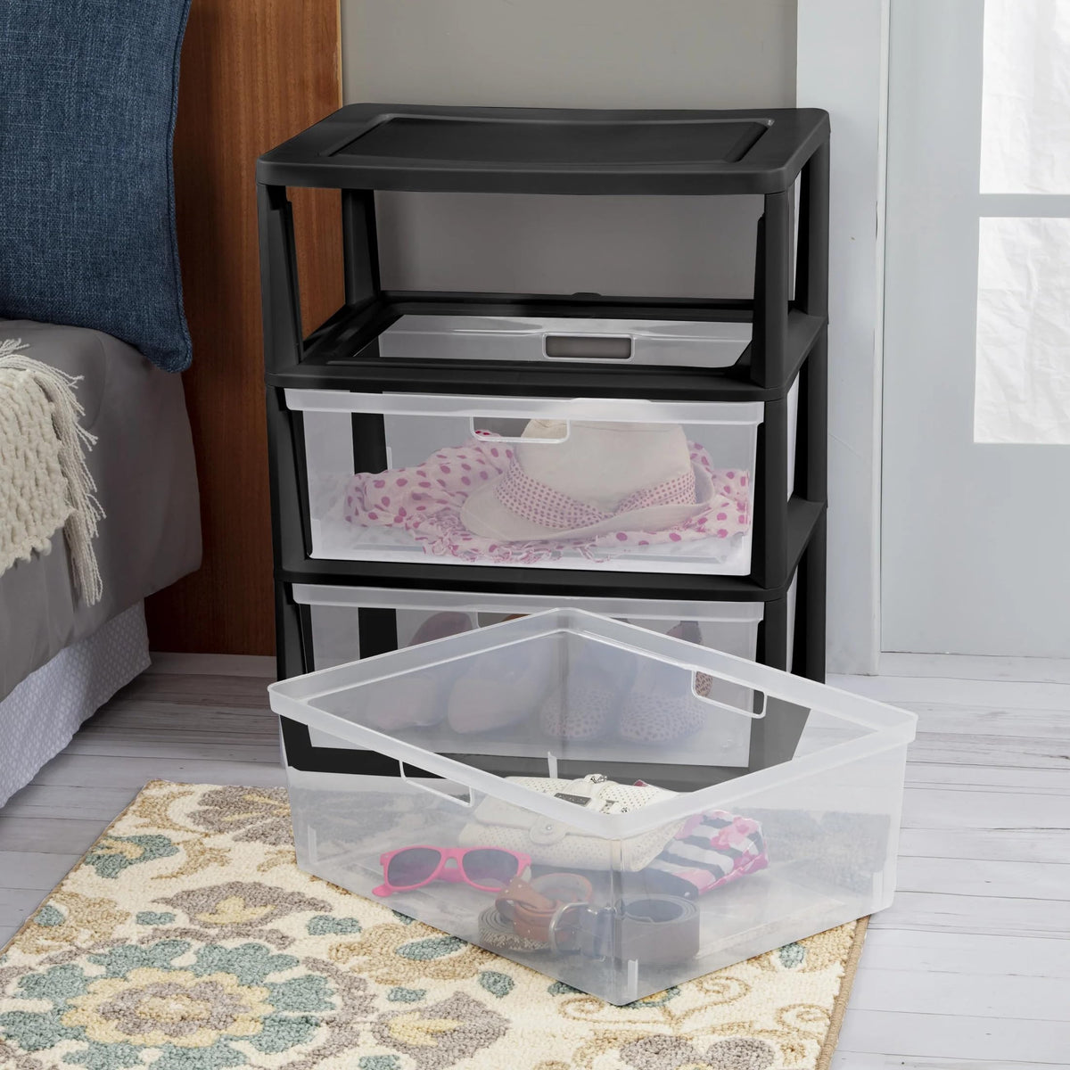 Black 3 Drawer Plastic Storage Cart P7316