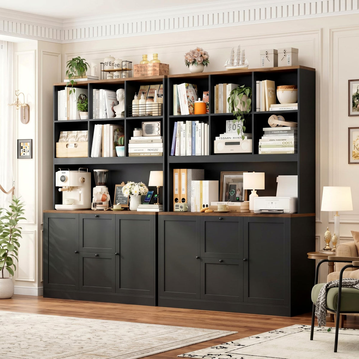 72'' Tall File Bookcase with Power Outlet & 2 Filing Drawers V324