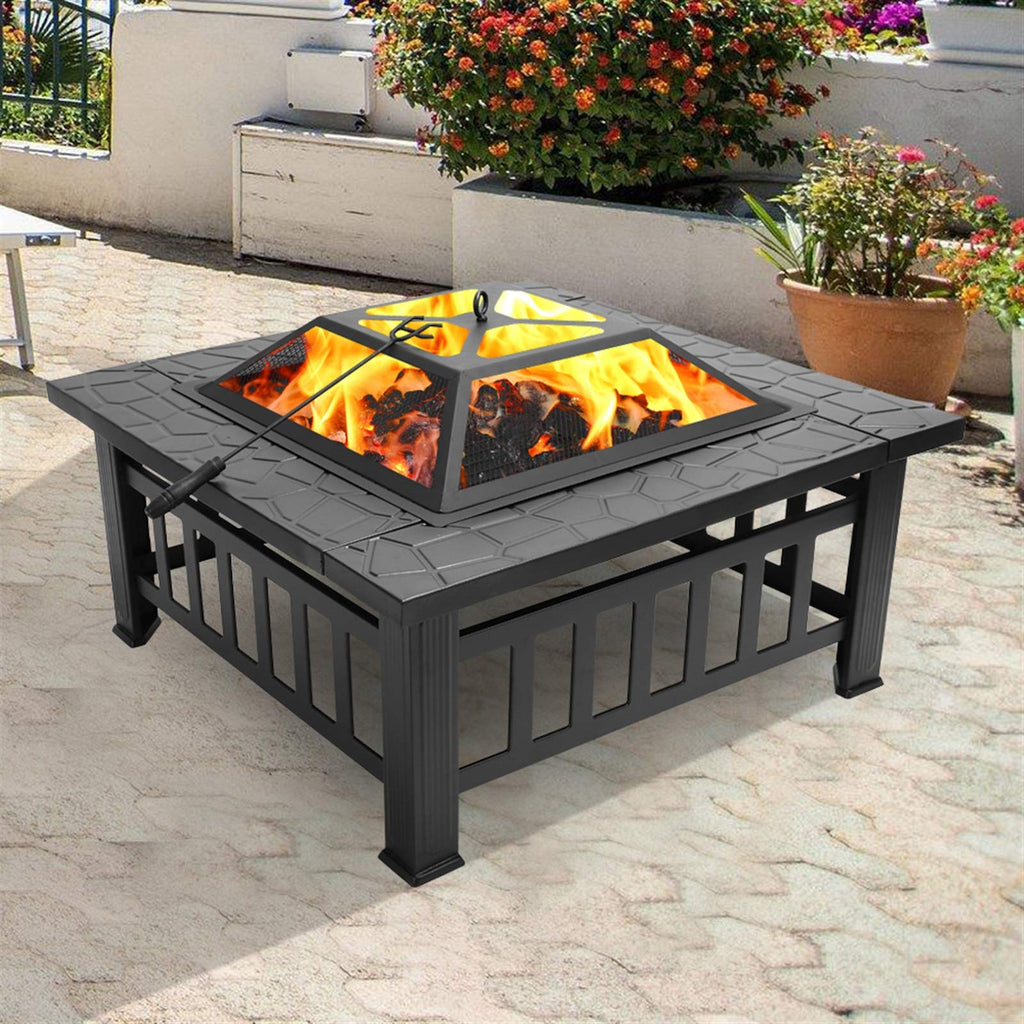 32" Wood Burning Metal Fire Pit with Poker B20885