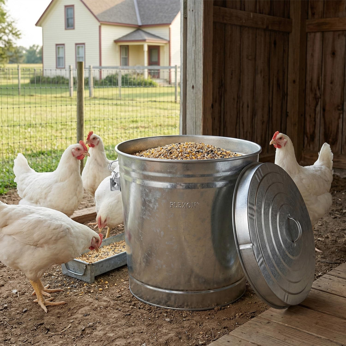 6 Gallon Galvanized Metal Trash Can with Lid O72025