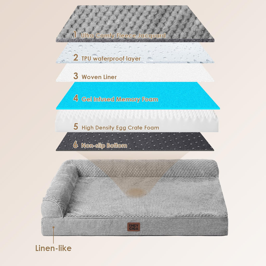 Medium Grey Memory Foam Dog Bed E340
