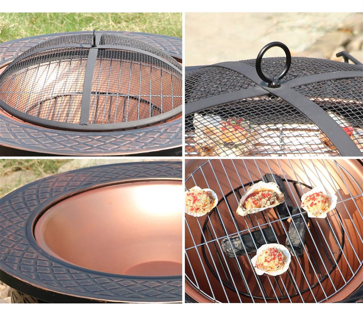 Wood-Burning Fire Pit Bowl with Spark Screen M256328
