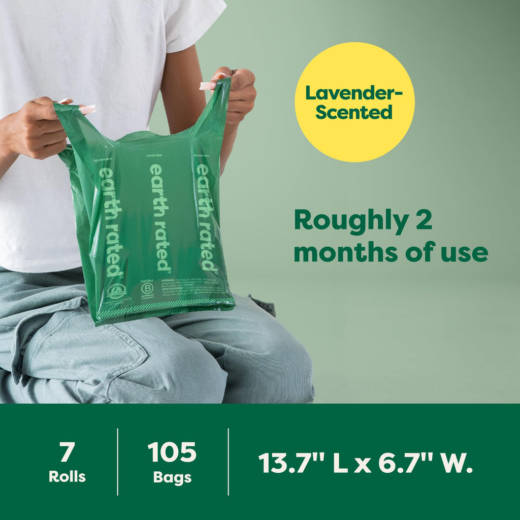 Dog Poop Bags 105 Easy Tie Handle Lavender B1825