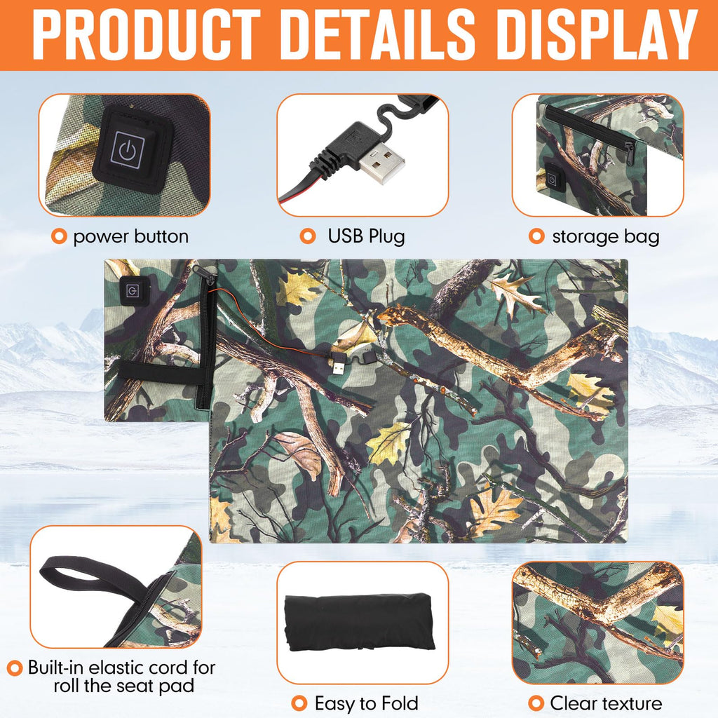 2 Pcs Heated Hunting Seat Cushion Pad F536