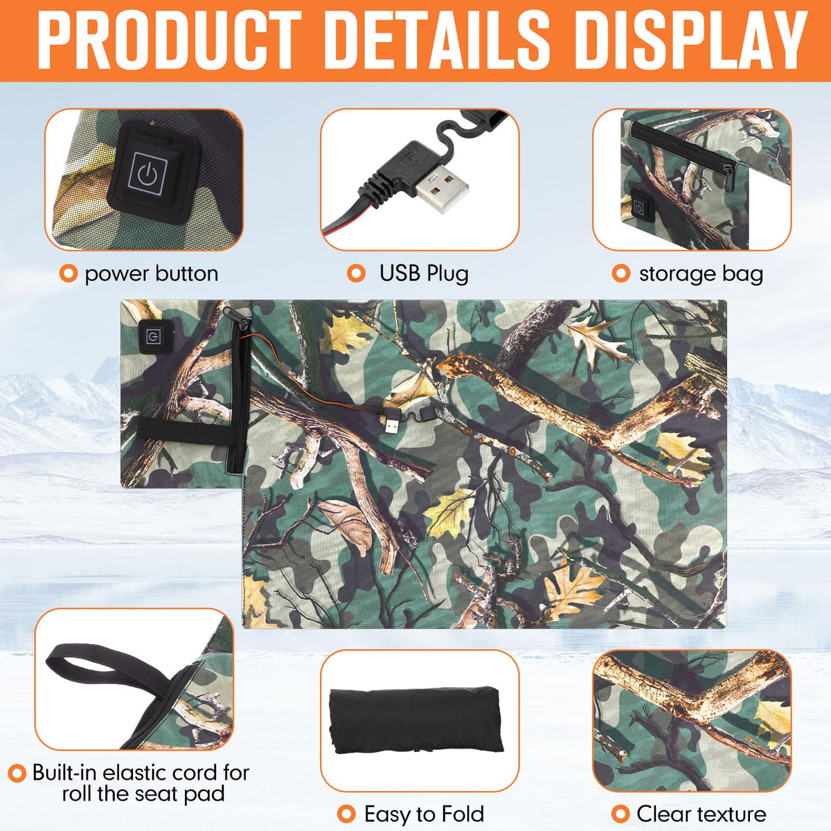 2 Pcs Heated Hunting Seat Cushion Pad F536