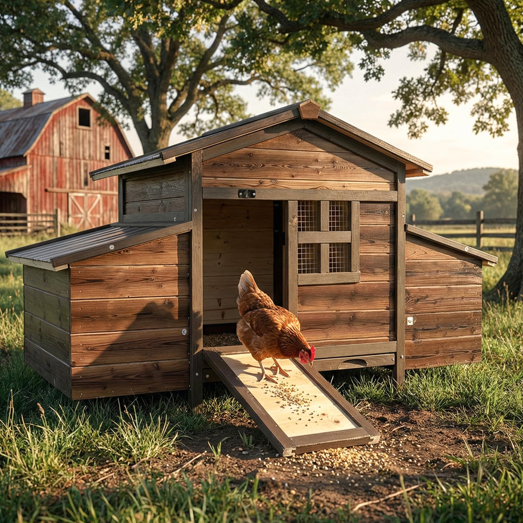 Wooden Chicken Coop Rabbit Hutch with Nesting Boxes L343107
