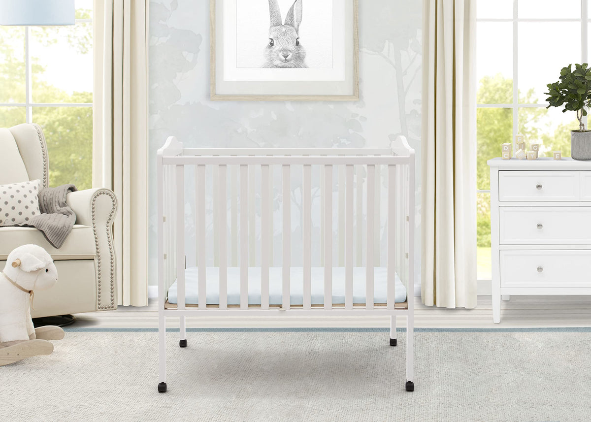 Folding Portable Mini Baby Crib with Mattress, White V50710
