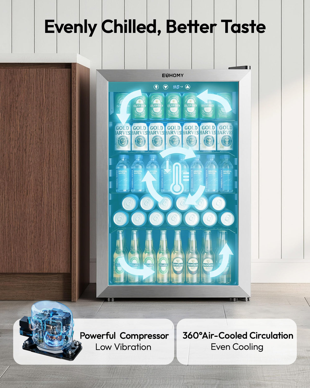 145 Can 4.5 Cu.ft Mini Fridge with Glass Door Y176369