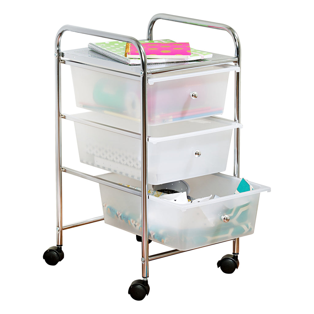 3 Drawer Plastic Storage Cart on Wheels U2540