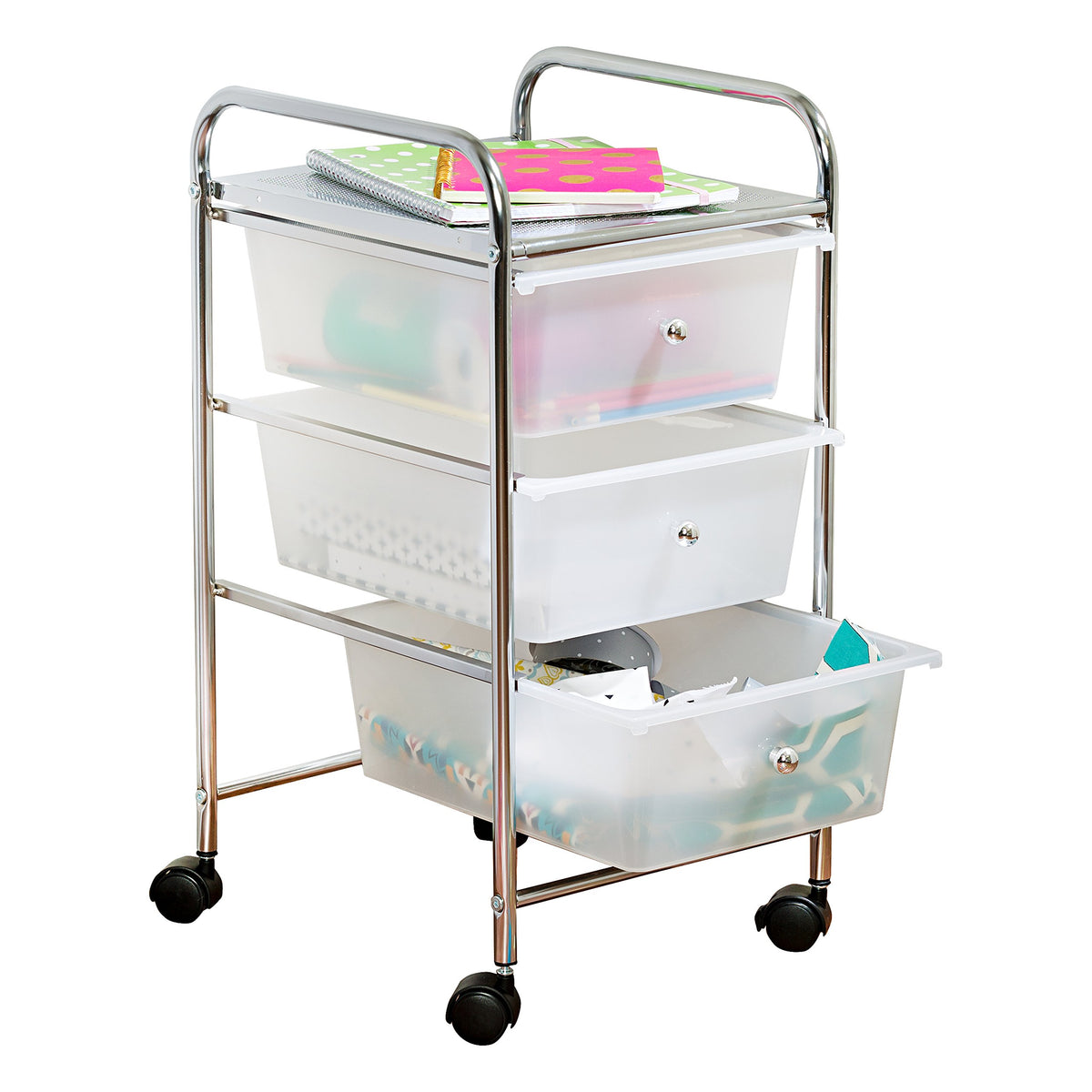 3 Drawer Plastic Storage Cart on Wheels U2540