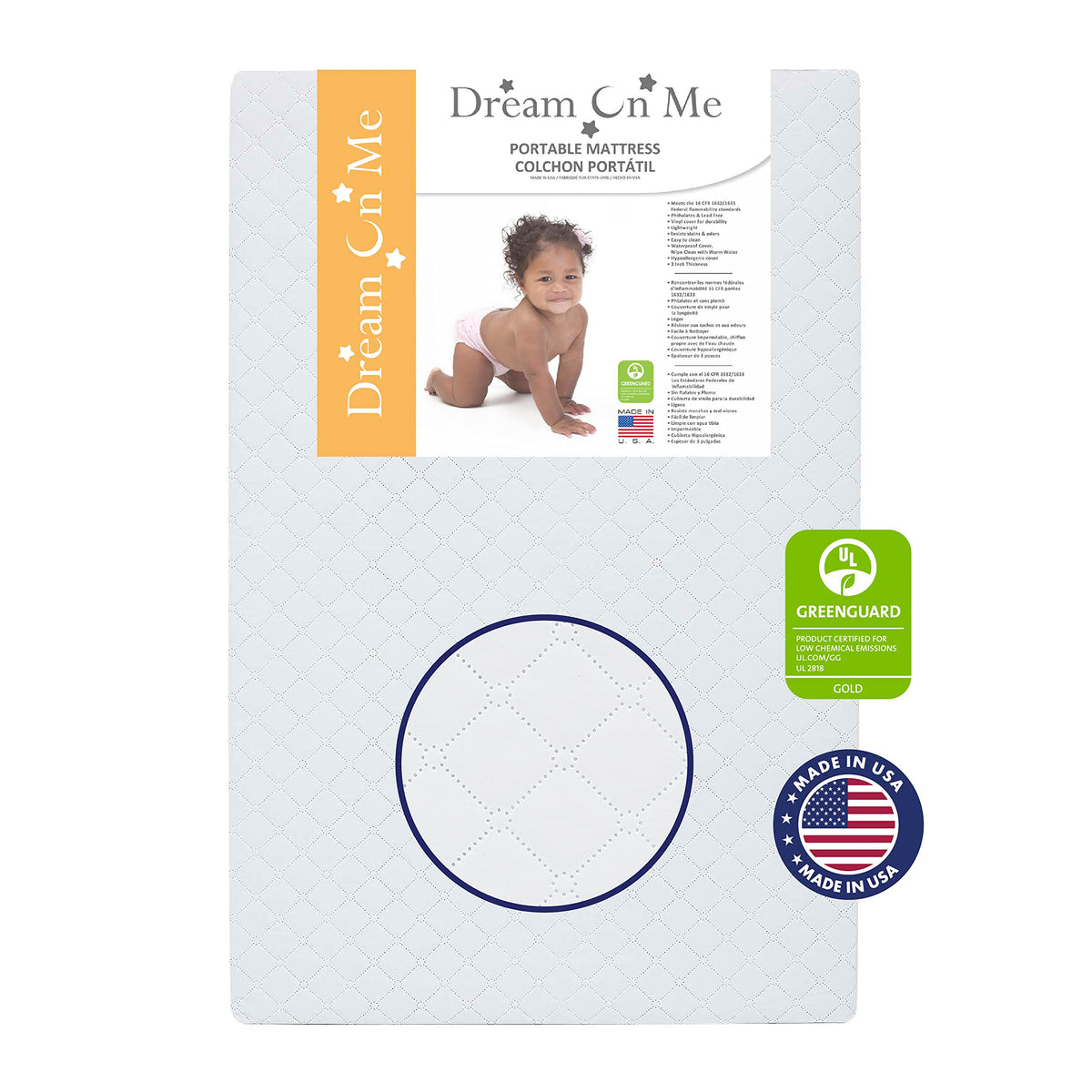 Folding Portable Mini Baby Crib with Mattress, White V50710