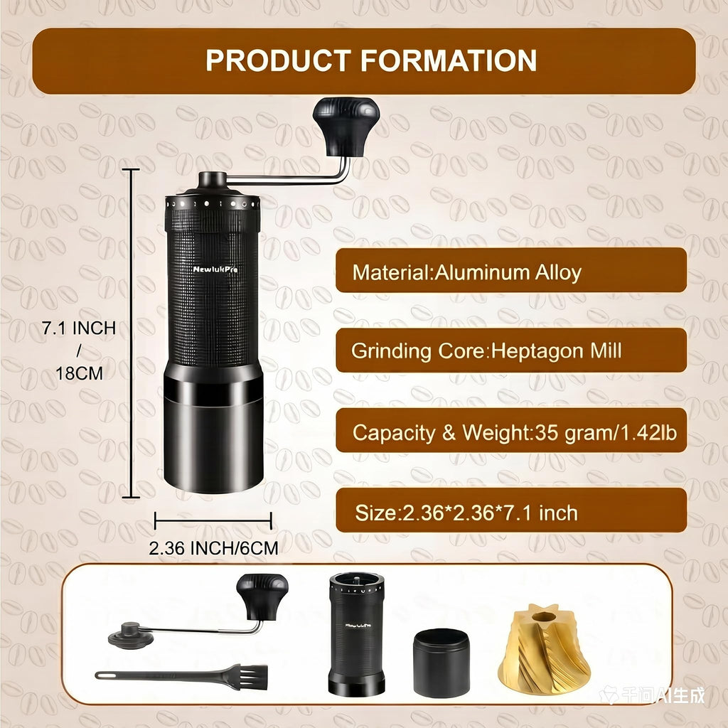 Manual Coffee Grinder, Titanium Conical Burr, 35g Capacity O4956