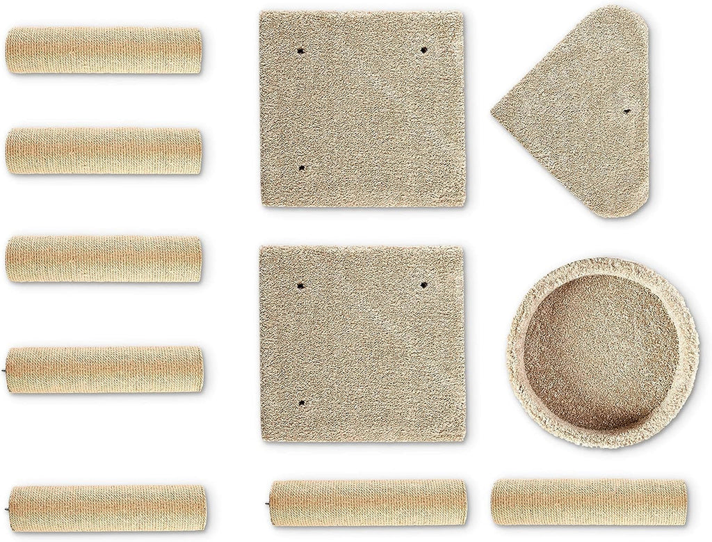 Beige Multi-Level Cat Tree Tower with Scratching Posts N179888