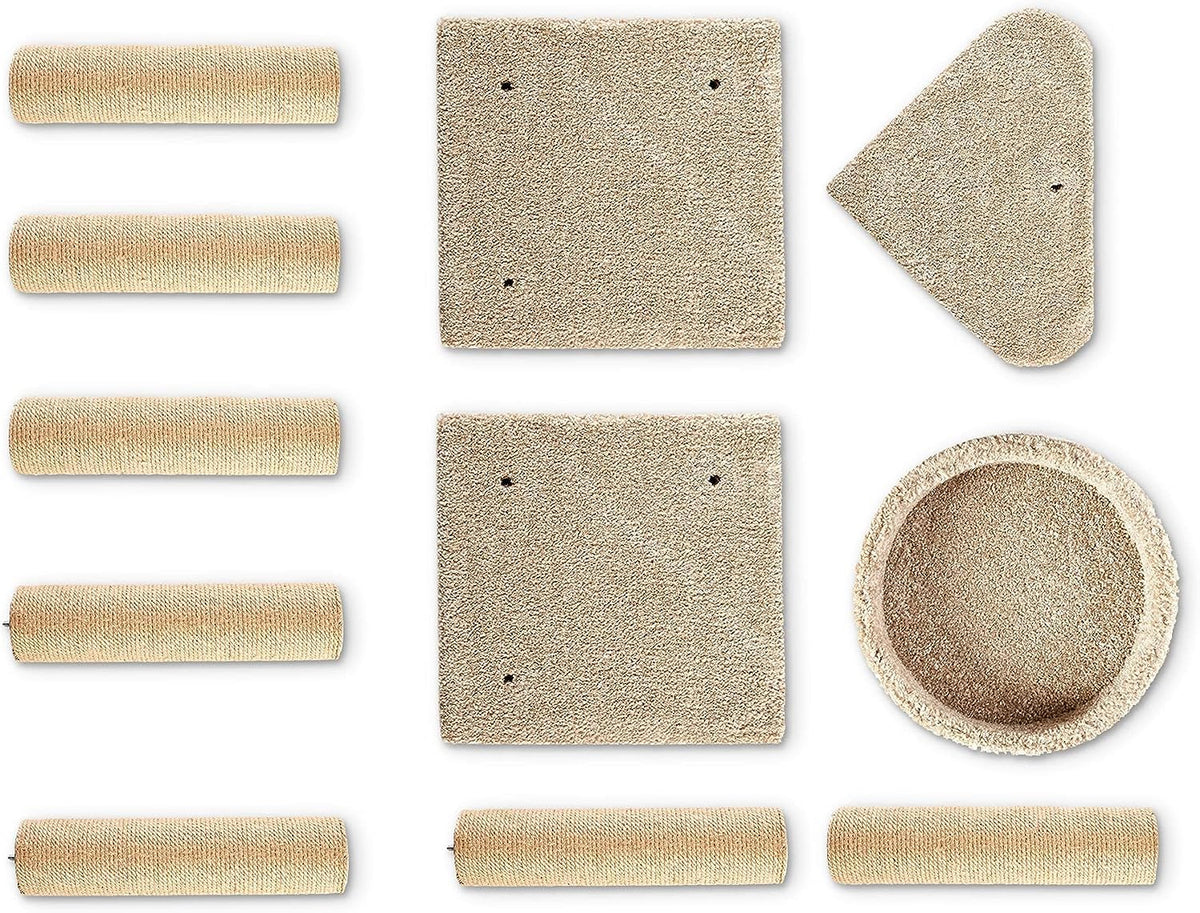 Beige Multi-Level Cat Tree Tower with Scratching Posts N179888