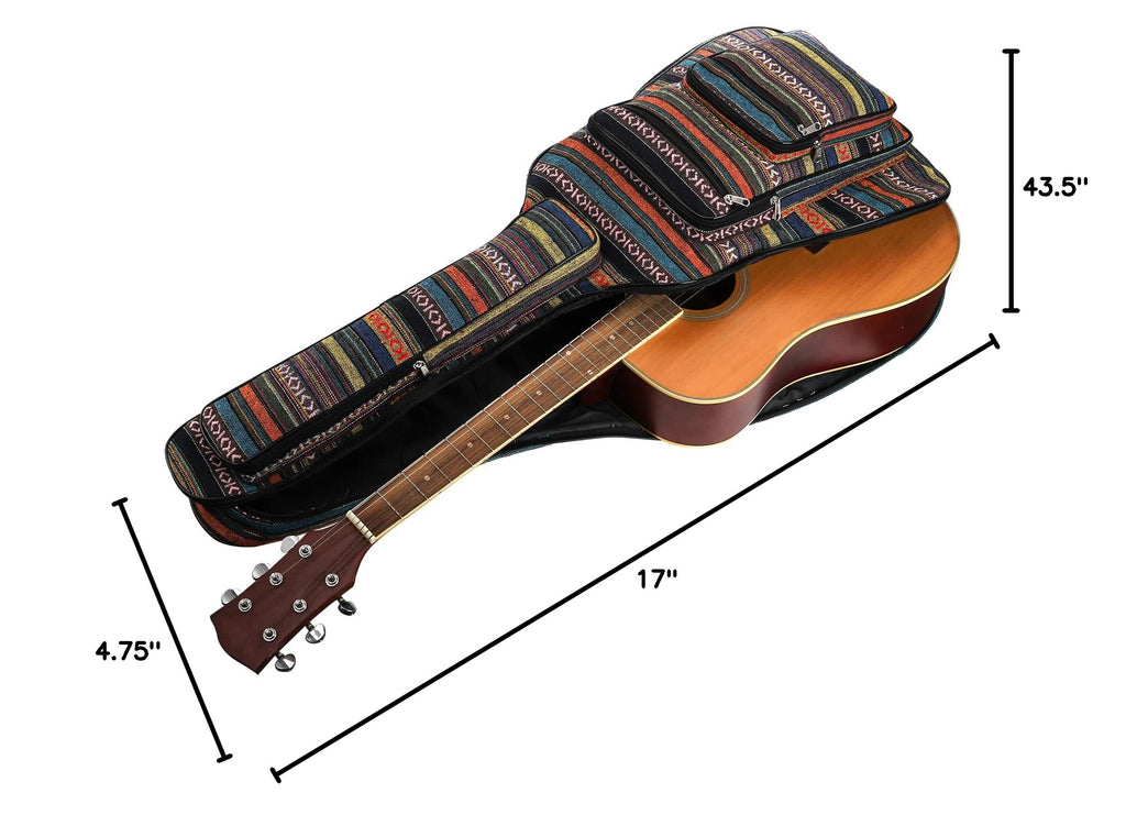 43 Inch Acoustic Guitar Gig Bag with Backpack Strap and 5 Pockets T945406