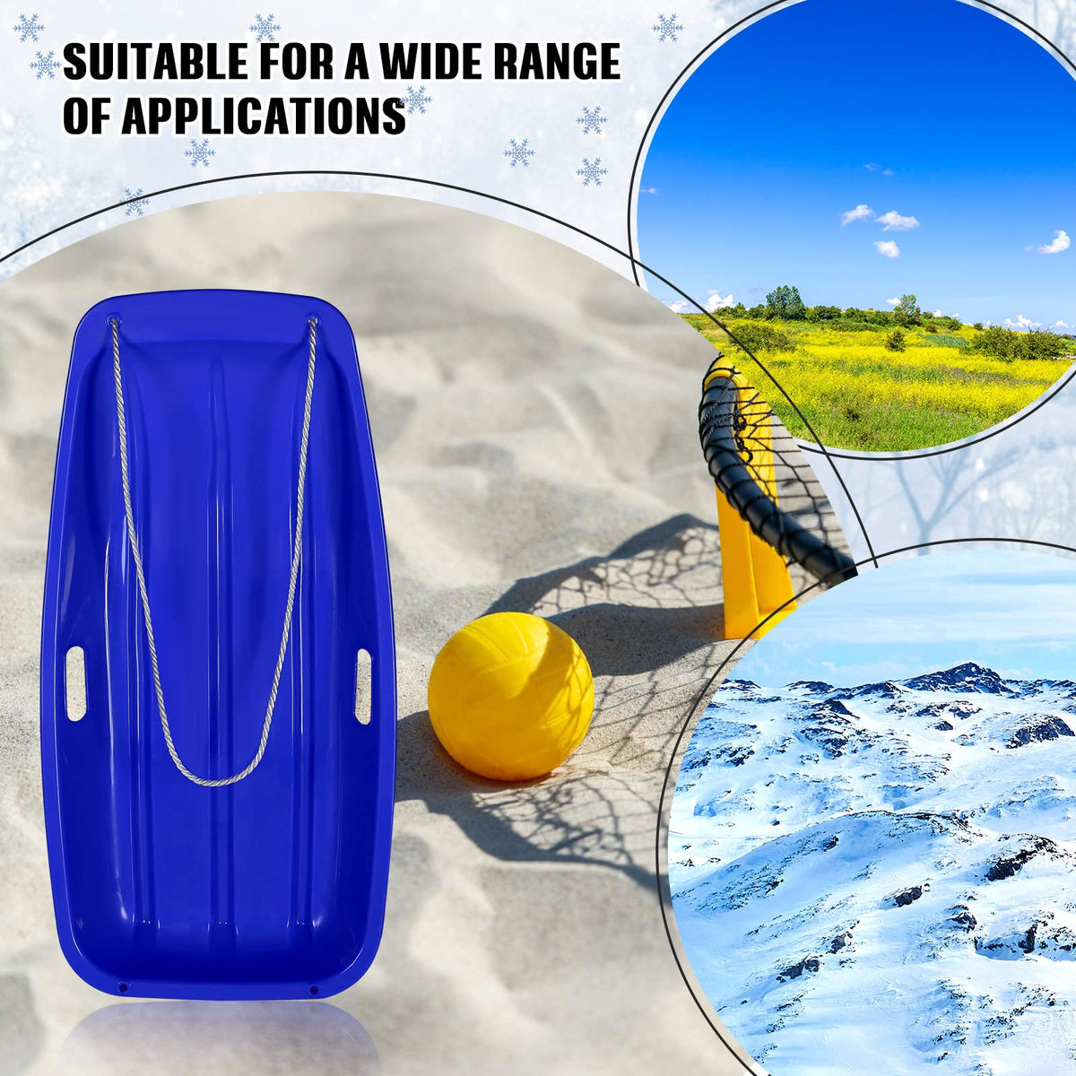 6 Pcs 35 in Plastic Snow Sled T1301