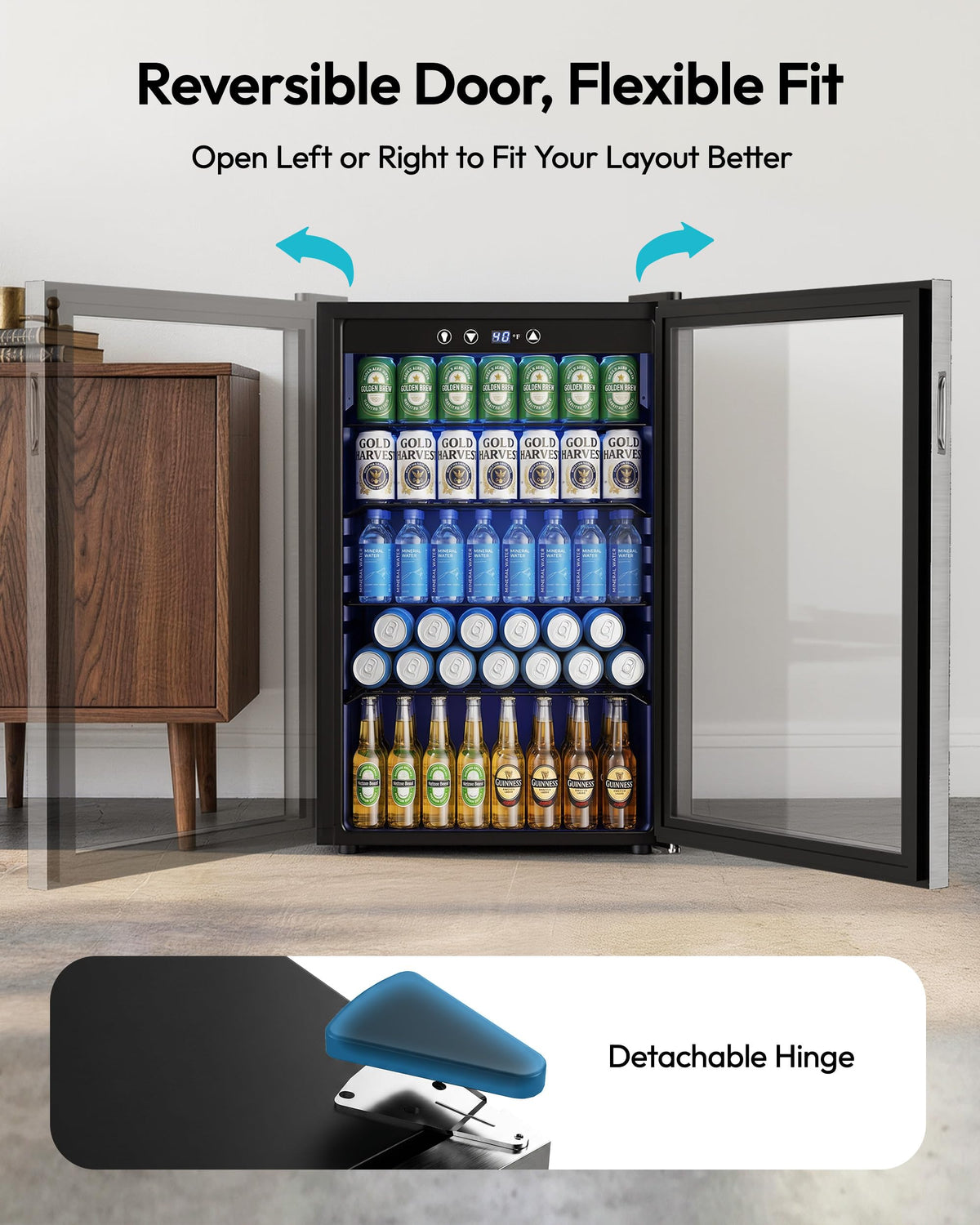 145 Can 4.5 Cu.ft Mini Fridge with Glass Door Y176369