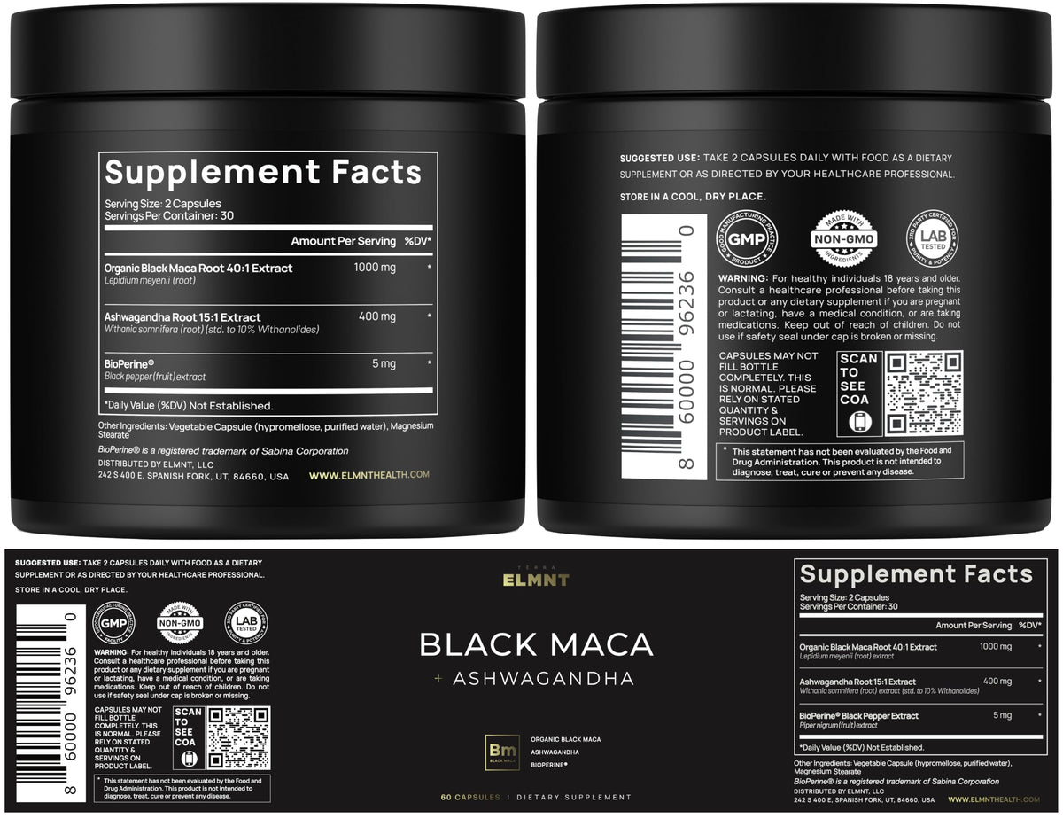 Organic Black Maca Root with Ashwagandha B827