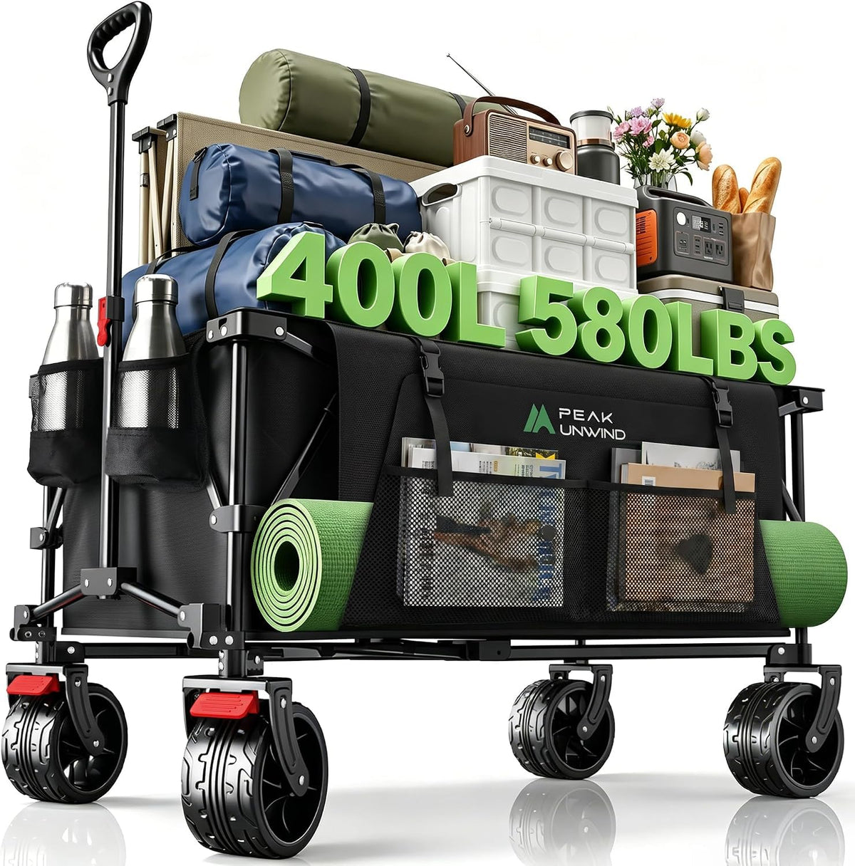 Collapsible Heavy Duty Beach Wagon with Big Wheels E661