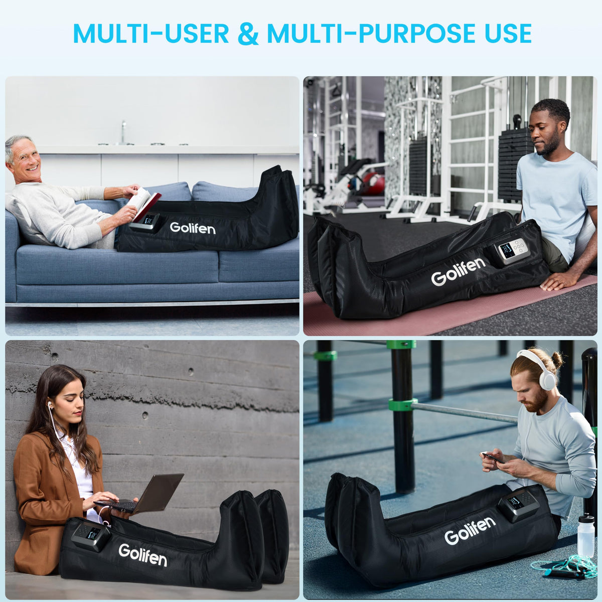 Cordless Leg Compression Massager with 5 Air Chambers Q83070