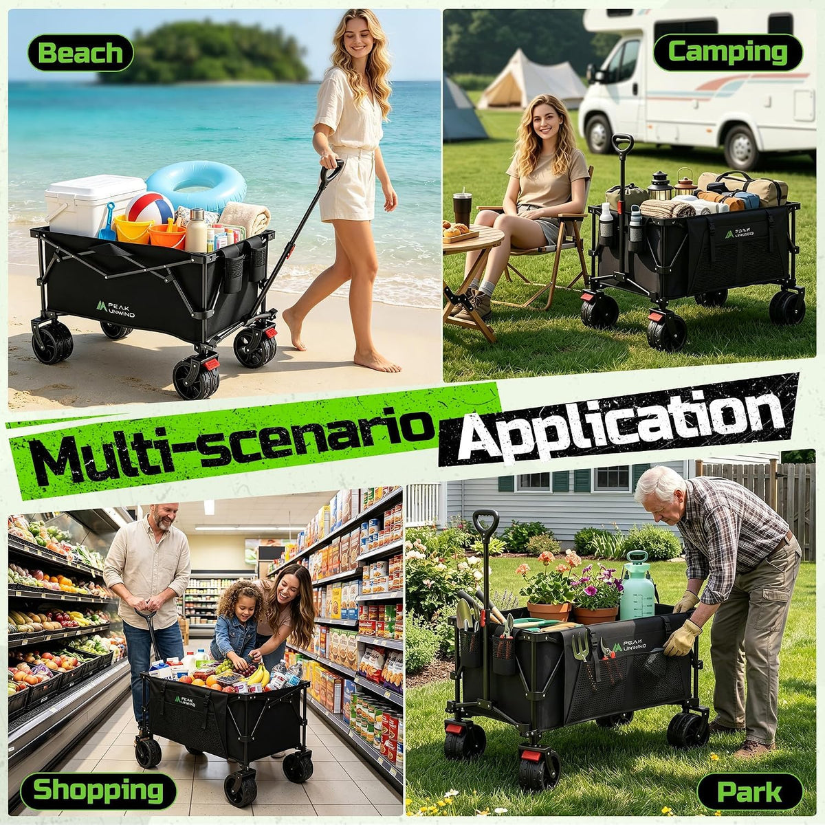 Collapsible Heavy Duty Beach Wagon with Big Wheels E661
