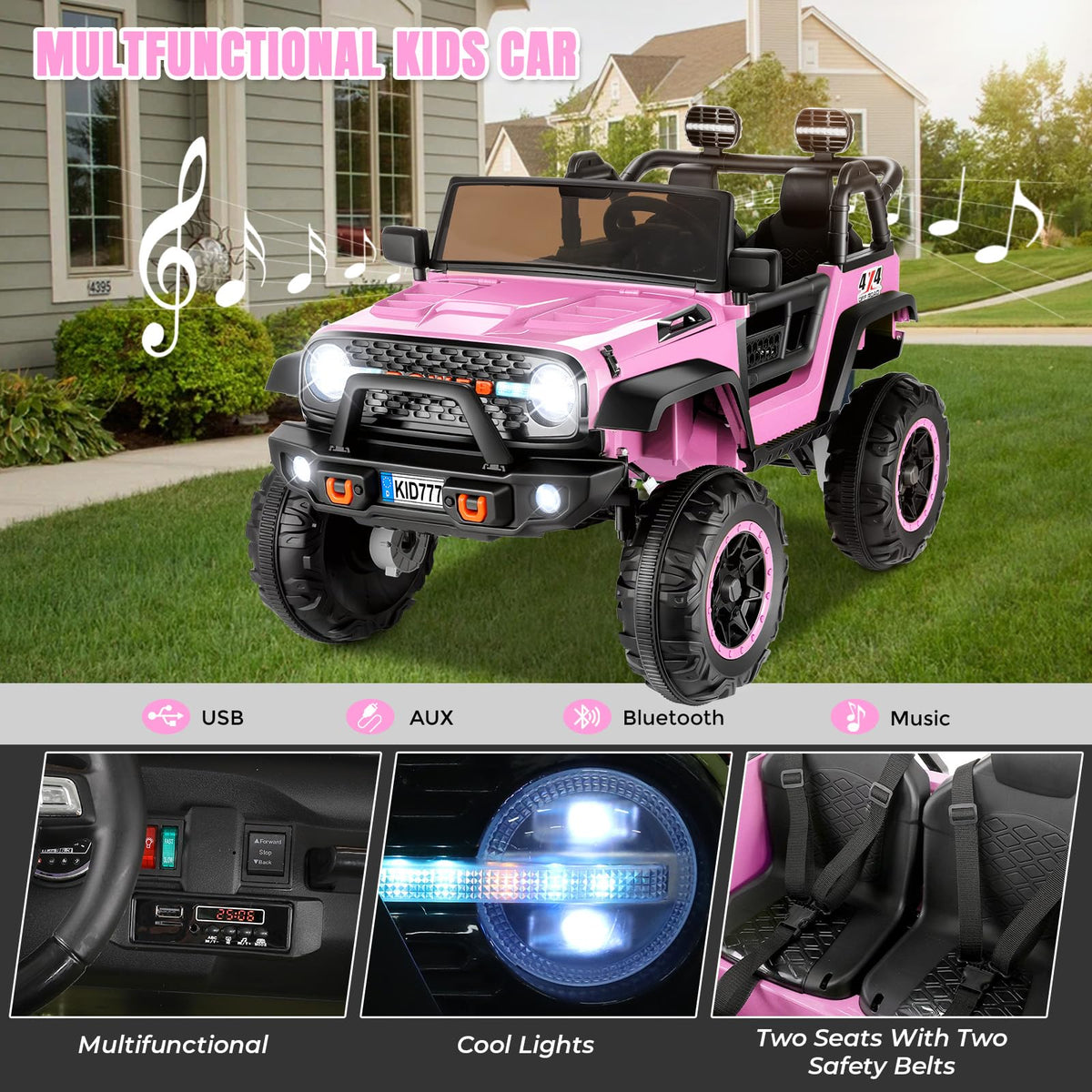 24V Ride On Toy 2 Seater 4WD Pink S32420