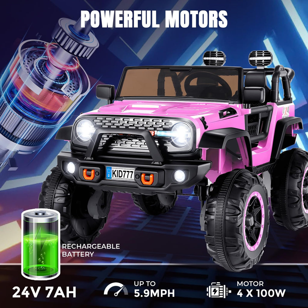 24V Ride On Toy 2 Seater 4WD Pink S32420