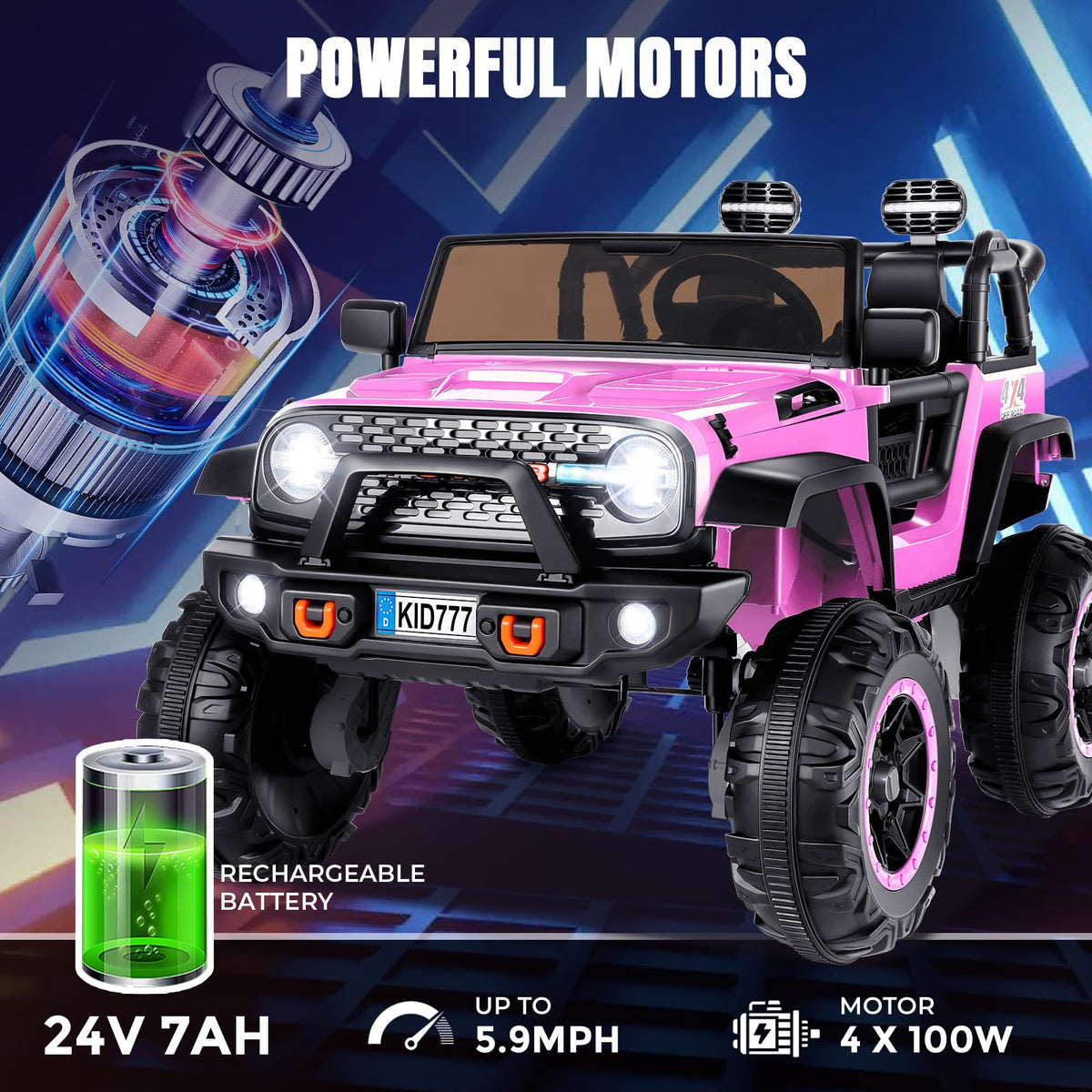 24V Ride On Toy 2 Seater 4WD Pink S32420