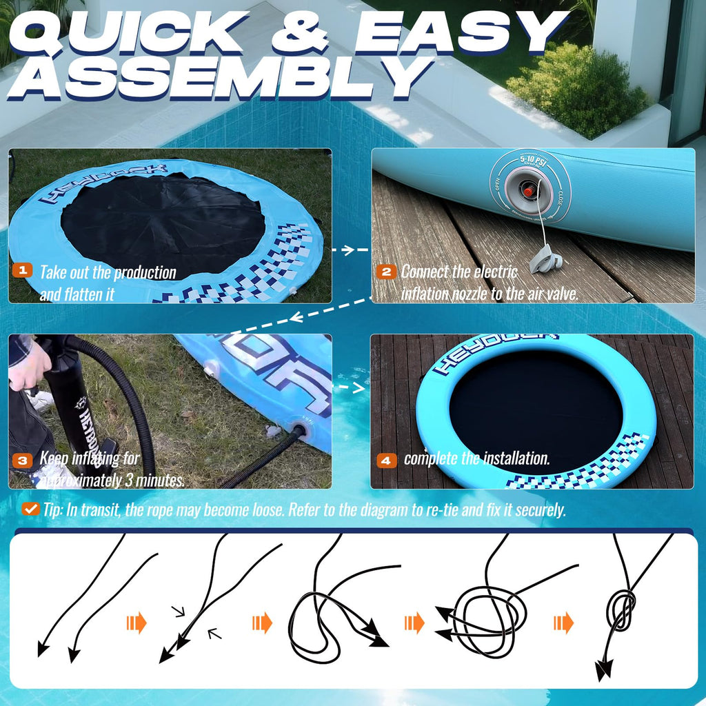Inflatable Floating Ring Dock with Mesh, 8 FT X1280