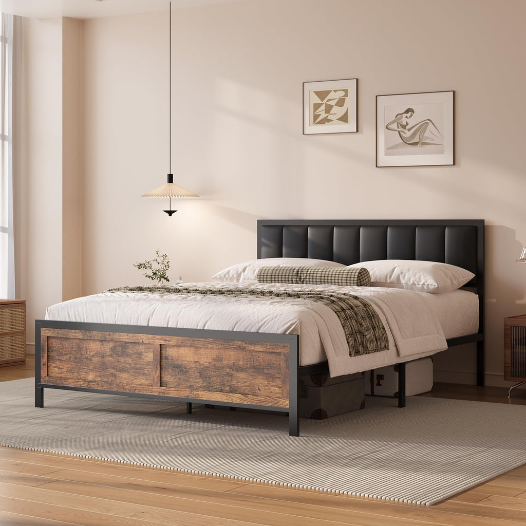 Full Size Metal Bed Frame with Headboard and Footboard E298
