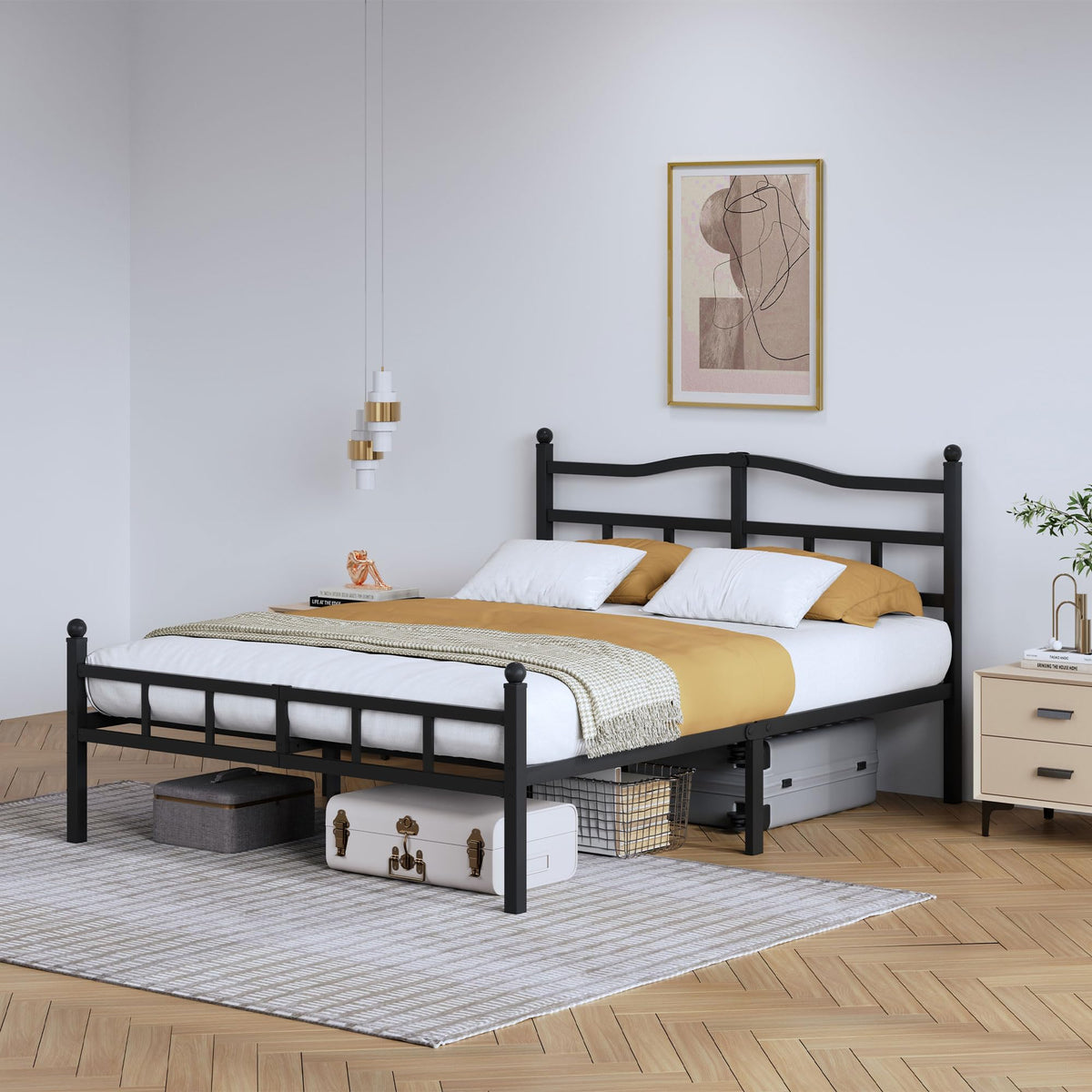 14 Inch Metal Bed Frame Full Size with Headboard Footboard X20035