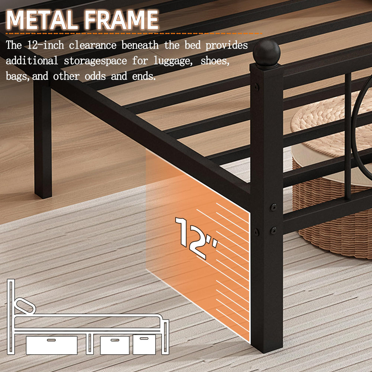 Black Full Bed Frame with Headboard J68503