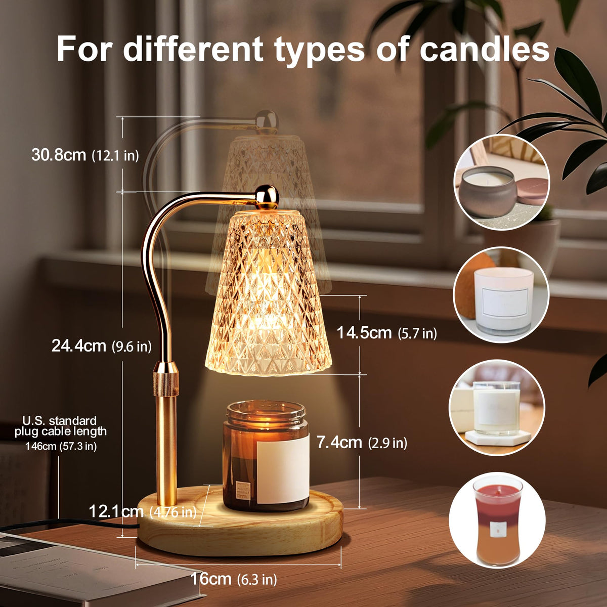 Adjustable Candle Warmer Lamp with Timer H30042