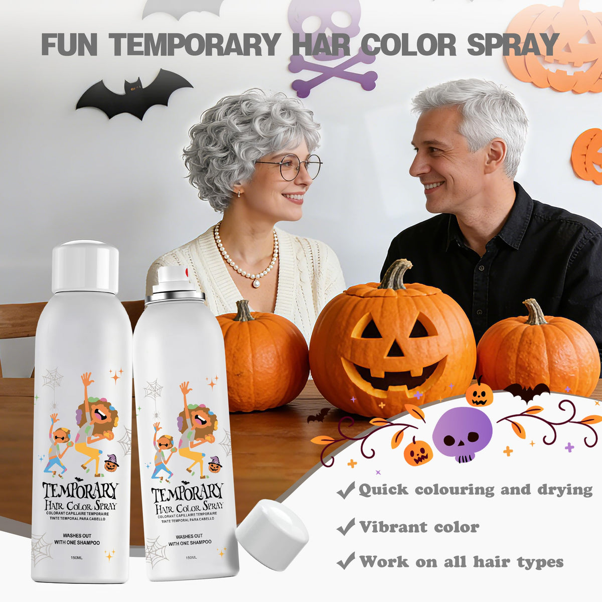 White Temporary Hair Color Spray 150ml K36670