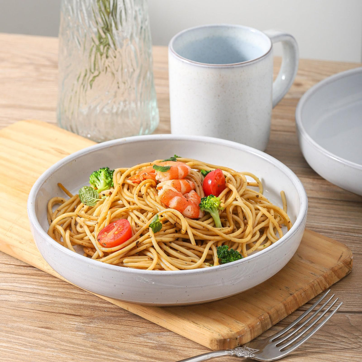 White Ceramic Pasta Bowls Set of 4, 26 oz H4730