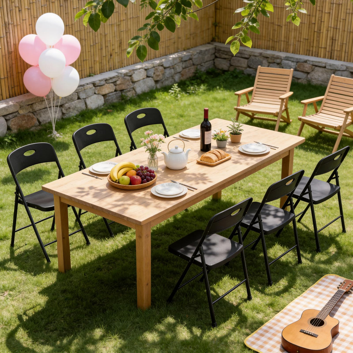 Black 6 Pack Plastic Metal Folding Chairs P338