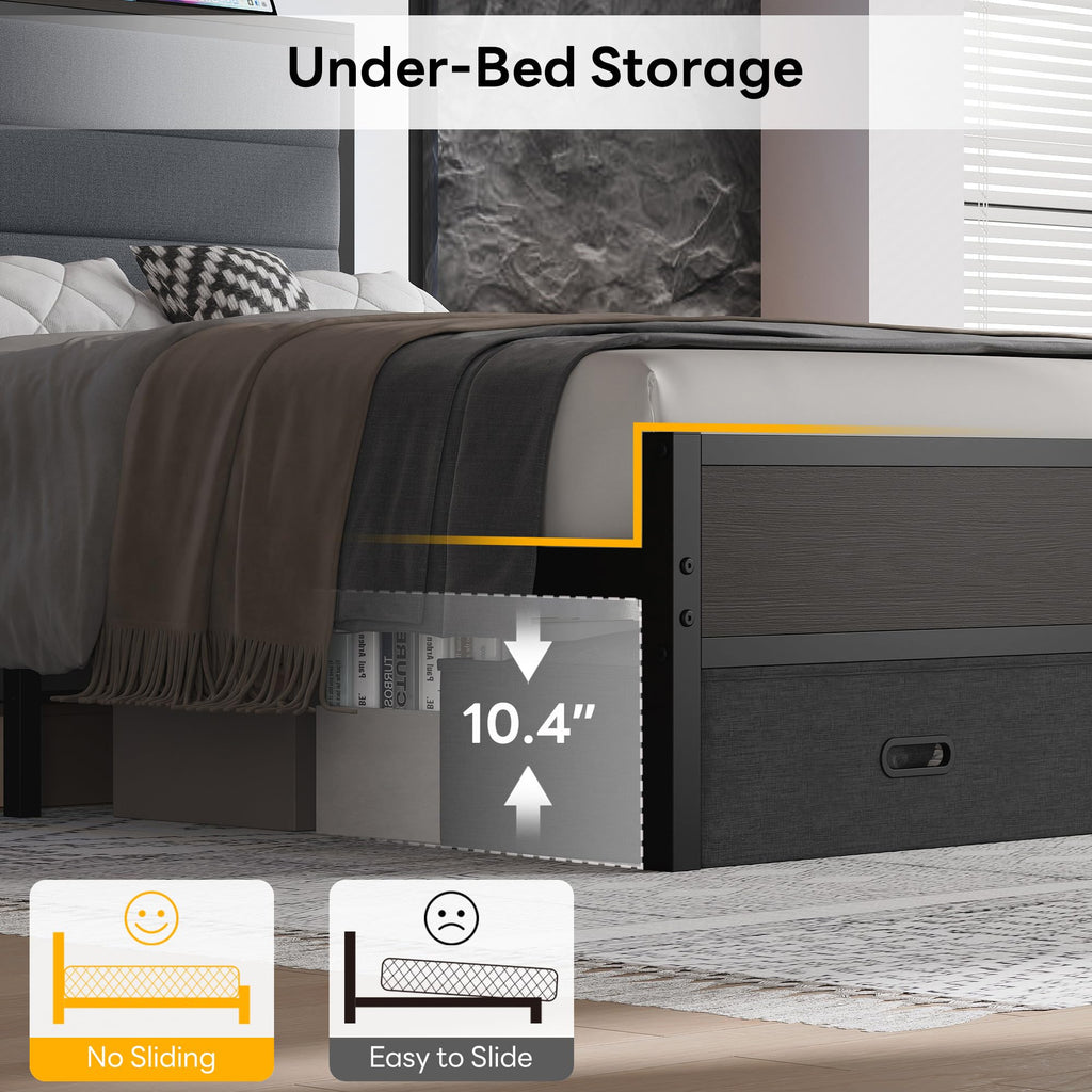 Full Size Bed Frame with 2 Storage Drawers T354146