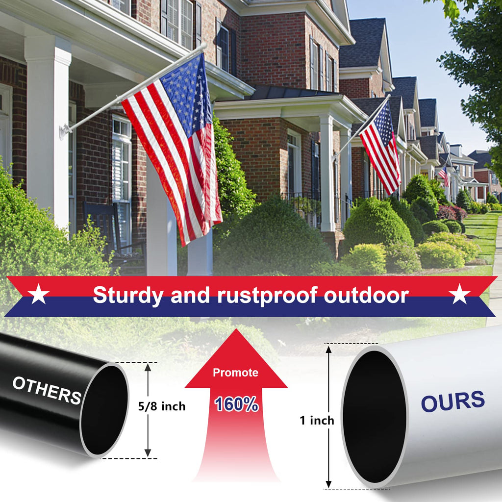 5ft Tangle Free Metal House Flag Pole with 3x5 Embroidered US Flag F366