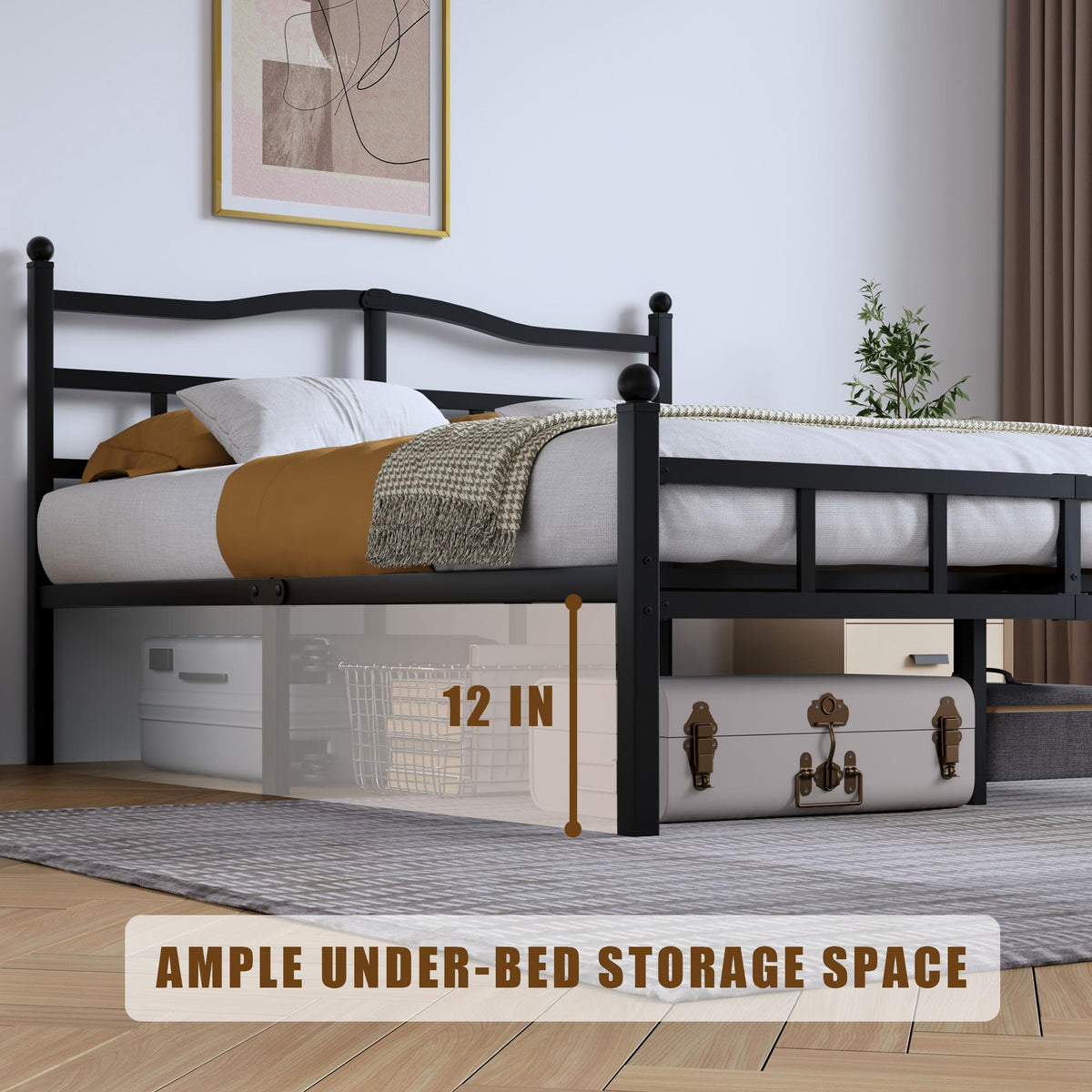 14 Inch Metal Bed Frame Full Size with Headboard Footboard X20035
