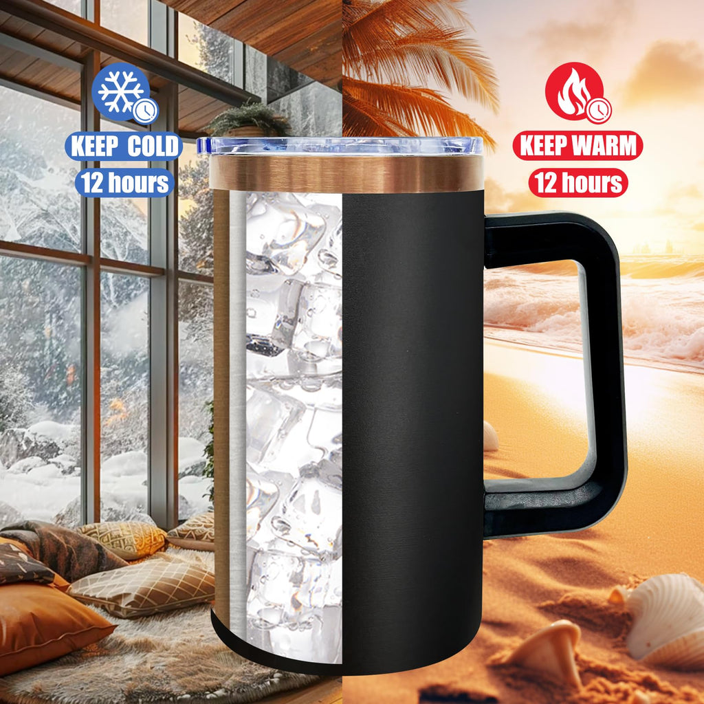 22oz Insulated Coffee Mug with Handle and Lid Black A2167