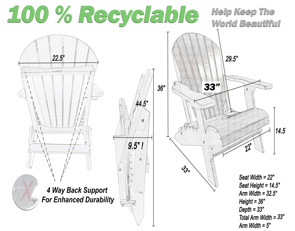 King Size Folding Adirondack Chair T10249