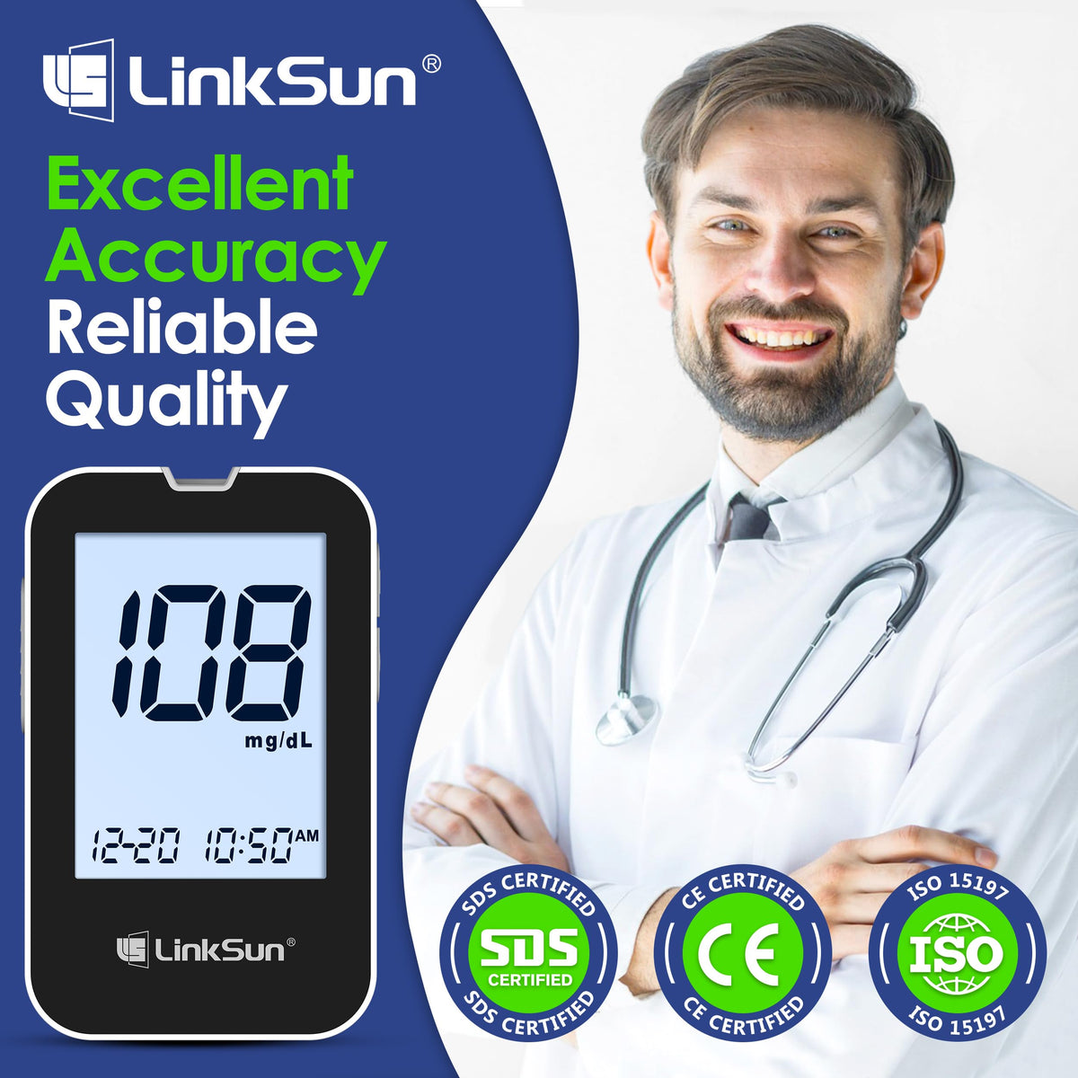 Blood Sugar Testing Kit, 100 Strips & Lancets P515