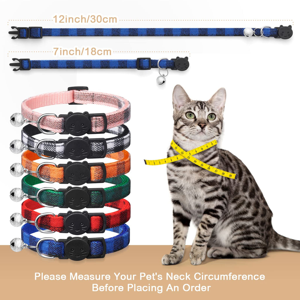 6 Pack Plaid Cat Collars with Bells G91745