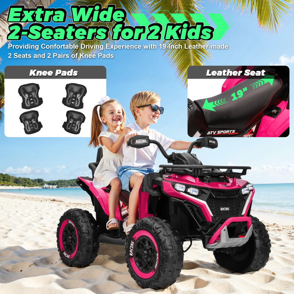 24V Kids ATV Four Wheeler with EVA Tires, 2 Seater, 800W Motors, Remote Control, Pink B419679