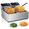 3400W 20.7QT Stainless Steel Electric Deep Fryer with 2 Removable Baskets K9296