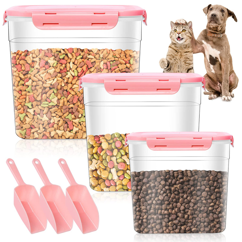 3 Pieces Plastic Pet Food Storage Containers with Spoon S988166
