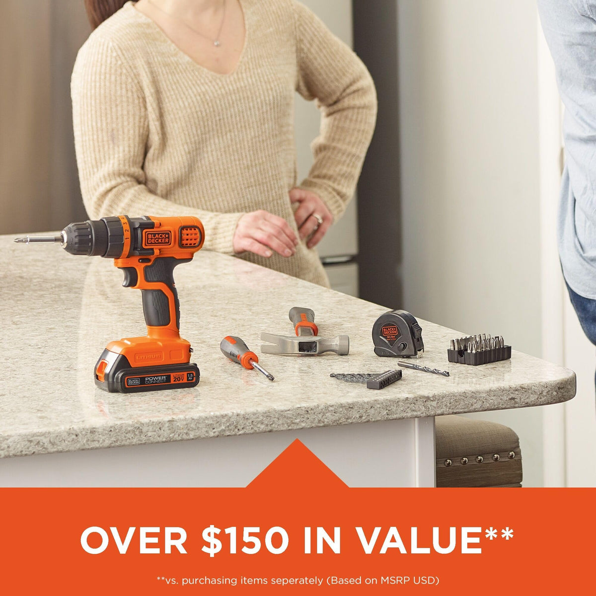 20V MAX 68-Piece Cordless Drill and Home Tool Kit with Storage Bag O70394