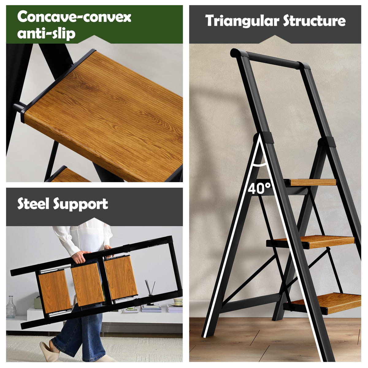 3 Step Aluminum Foldable Step Stool U885