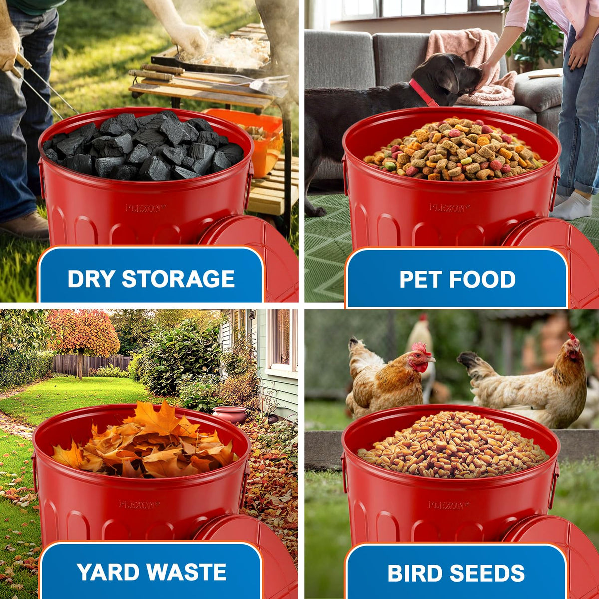 20 Gallon Red Metal Trash Can with Lid N392861